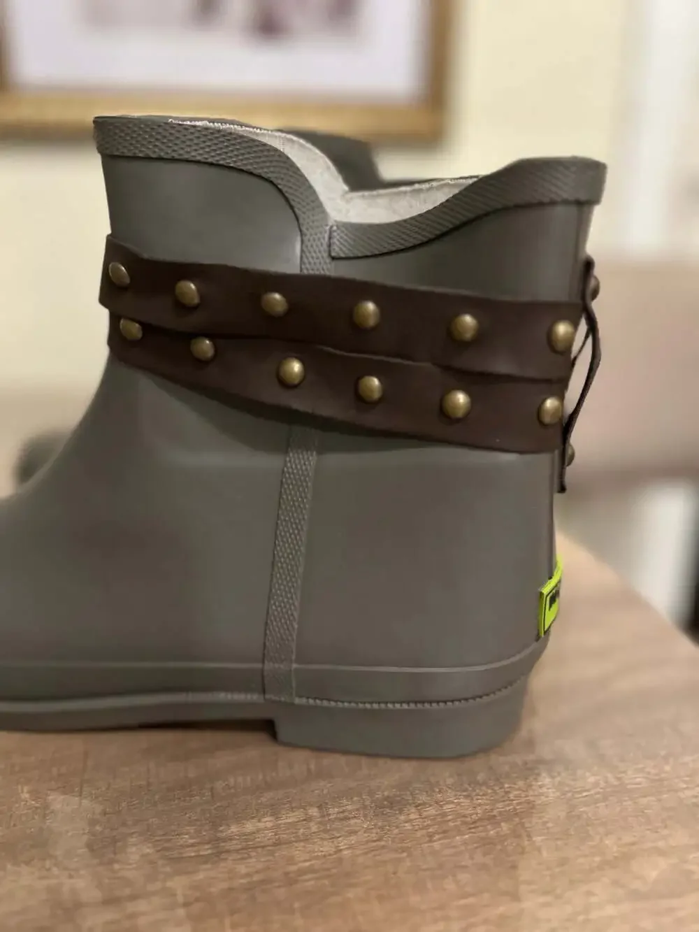 Western Chief Lodge Ankle Rubber Rain Boots with Studded Strap Detail